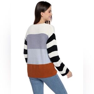 Cozy TRENDY Goth Grunge Thick stripe colorblock knit crewneck  sz XL **2 for 20*